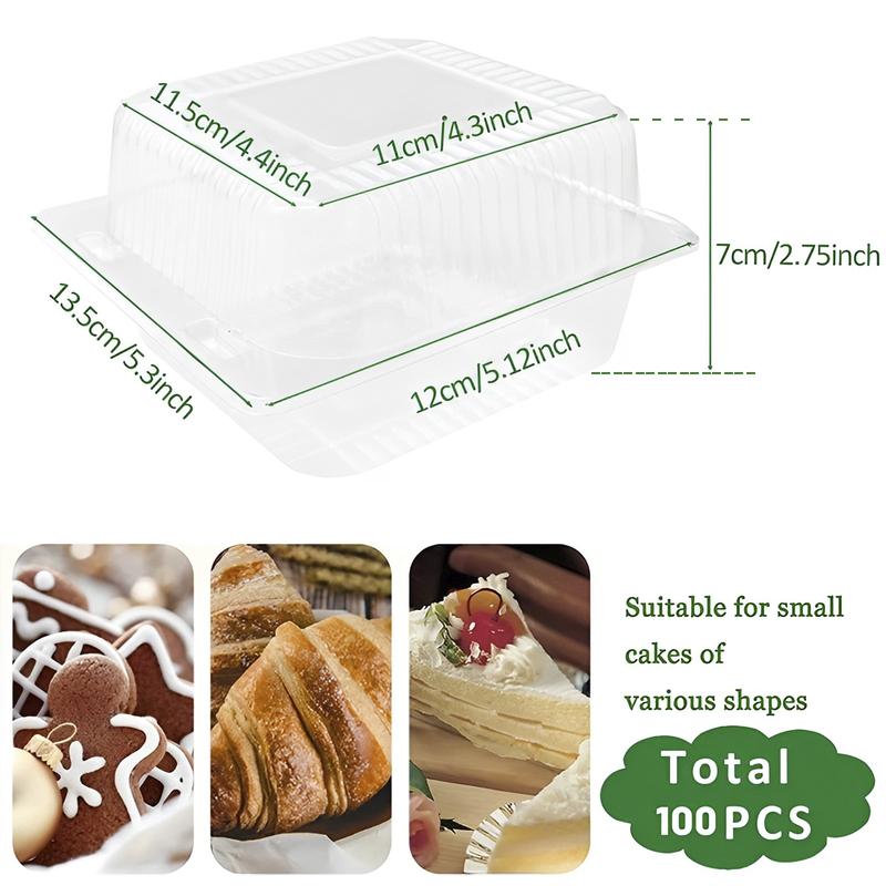 Cakecup Boxes 100 Counts Disposable Cake Slice Boxes Reusable Cupcake Slice Container with Lid Stackable Clear Square Single Dessert Box Triangular Sandwich Cheesecake Storage Box for Pie Cupcake