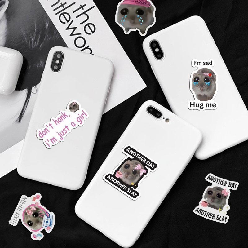 Hamster Meme Sticker, 56pcs set Cute Animal Sticker, Decorative Sticker for Phone, Computer, Guitar, Bag, Water Cup, Scrapbook