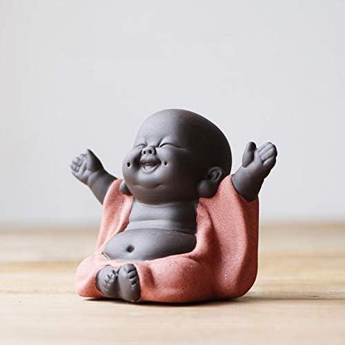 Ceramic Little Cute Baby Buddha Statue Monk Figurine Buddha Figurines Home Decor Creative Baby Crafts Dolls Ornaments Gift Delicate Ceramic Arts and Crafts (Purple)