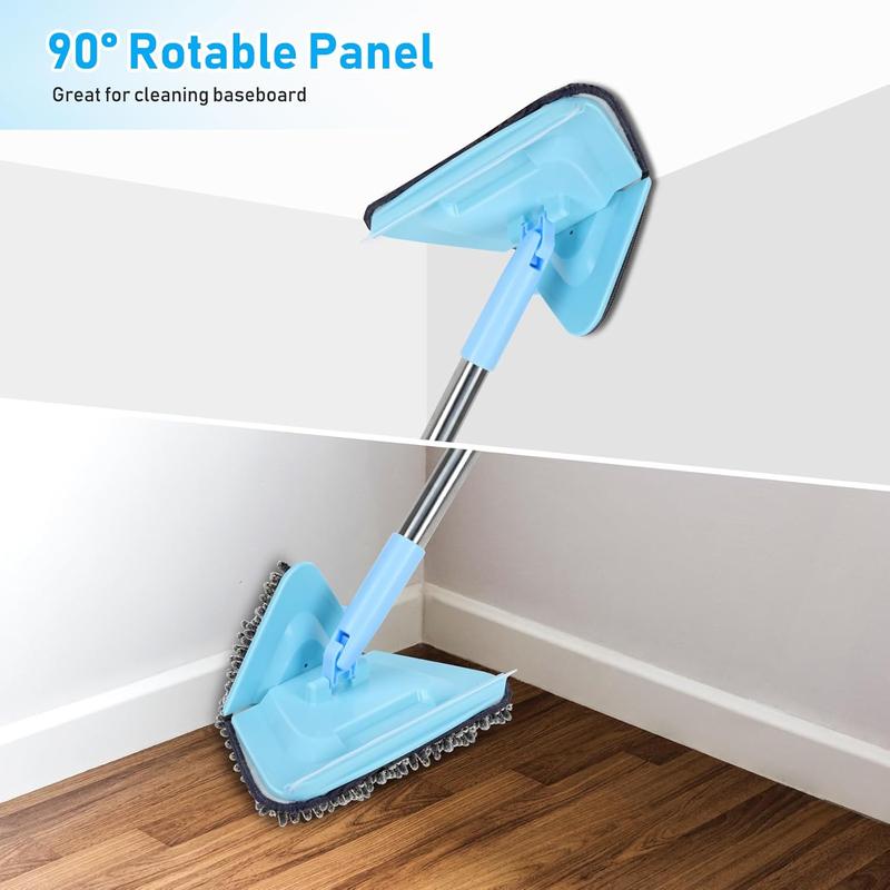 Wall Cleaner Mop with Long Handle 85 Inches Baseboard Cleaner Tool Duster with 6 Replacement Pad and 2 Tile Tub Brush, Wall Mop for Cleaning Ceiling Window Tile Tub, Blue Bathtub Household Microfiber Pet