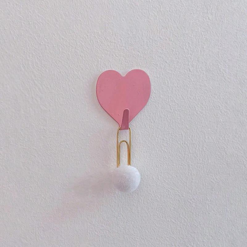 Heart Shaped Adhesive Hook, 3 5 10 20pcs Rustproof Reusable Key Hook, Punch Free Home Storage Hook for Living Room, Bathroom, Towel, Clothes