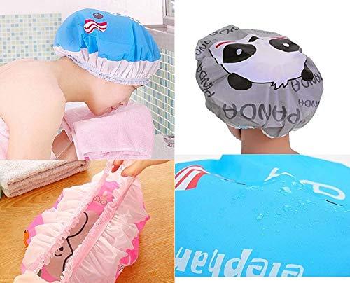 set of 6 Cute Cartoon Lace  Elastic Shower Cap Bath Cap Facial