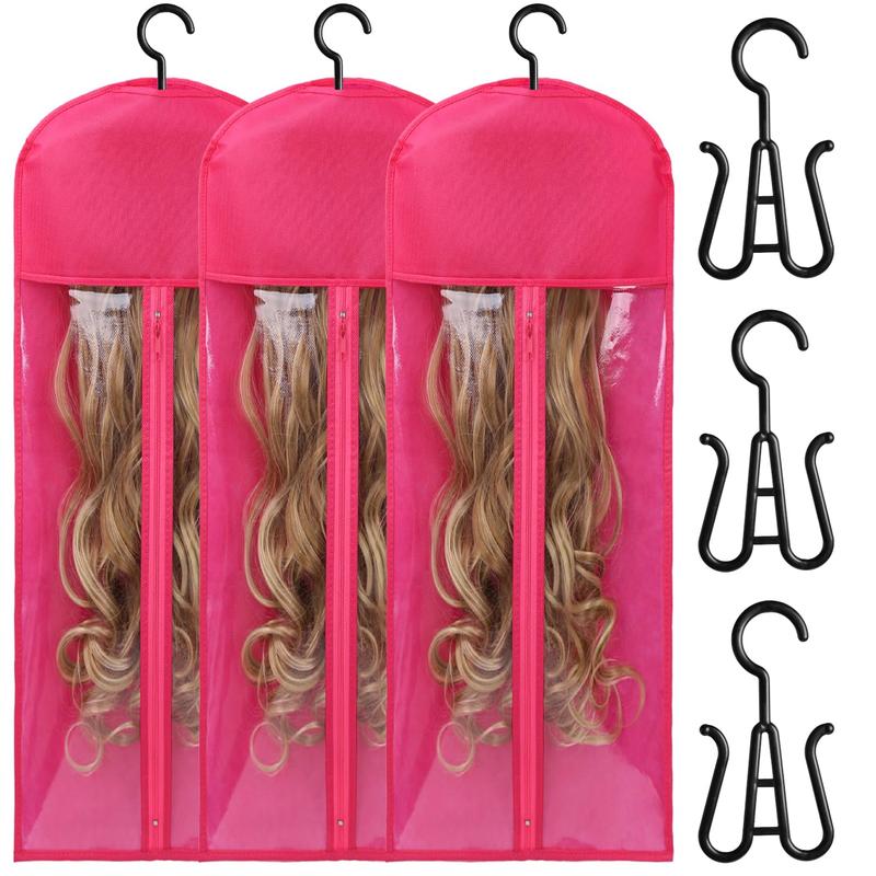 3PCS Extra Long Wig Storage Wig Bags Storage with Hanger Hair Extension Holder Wig Holder Hair Extension Hanger Wig Storage Bags Hair Extension Storage Hair Extensions, Wigs & Accessories (31.5 Inch)