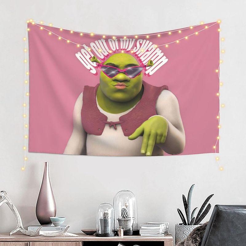 Funny Shrek Pink 3x5Ft Flag Tapestry for Wall Hanging Bedroom Man Cave College Dorm Room Decor Outdoor Bannery with 4 Brass Grommets