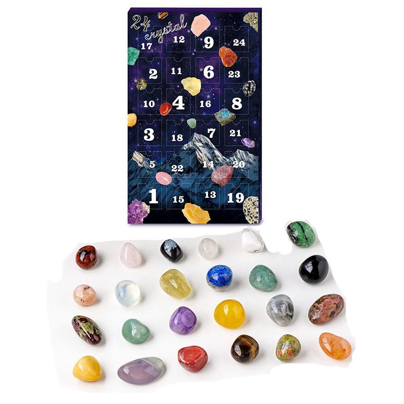 24 Grid Countdown Advent Calendar, 24pcs set Crystal Stone Advent Calendar, DIY Surprise Gift for Birthday Party Holiday