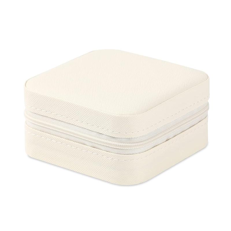 Portable Travel Mini Jewelry Box Leather Jewellery Ring Organizer Case Storage Gift Box Women (white).