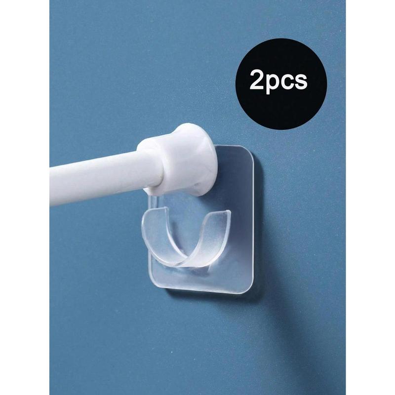 2pcs Transparent Shower Curtain Rod Bracket, Punch-Free Bathroom Curtain Rod Bracket, Curtain Rod Fixing Hook, By Curtain Rod Bracket Accessories, Bathroom Shower Small Accessories, Shower Curtain Rod Self-Adhesion Hook Bracket,Versatile Key Holder, Towle