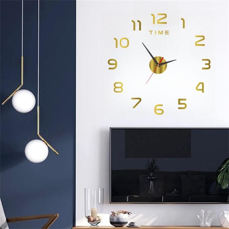 Room Decor Round Luminous Wall Clock, 1 Count Creative Acrylic Frameless Wall Clock without Battery, Battery Operated, Round Plastic Sticker Design, Easy to Install, Perfect for Living Room, Bedroom