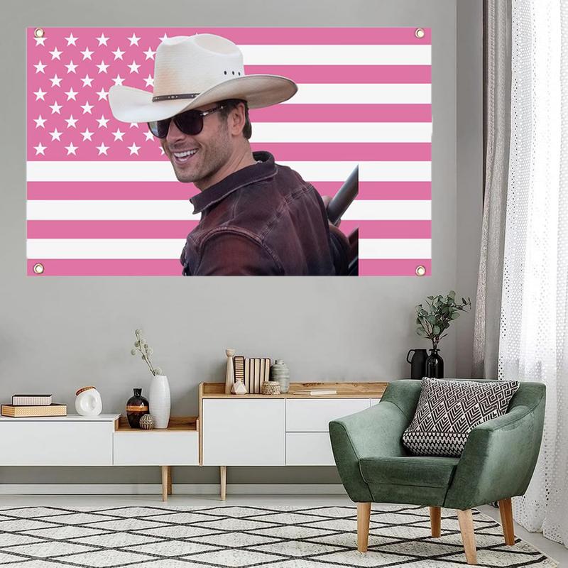 Glen Powell Pink Wall Tapestry Flag Not My First Tornado 3x5ft Flags for College Dorm Man Cave Bedroom Decor Banner Fan Gift Tapestries