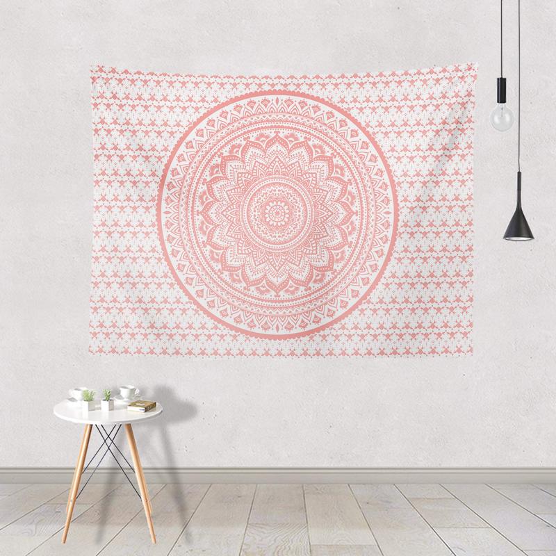 Pink Mandala Tapestry, Indian Hippie Bohemian Psychedelic Tapestry Women Bedroom Wall Hanging Teenage Girl (Pink, 51.2