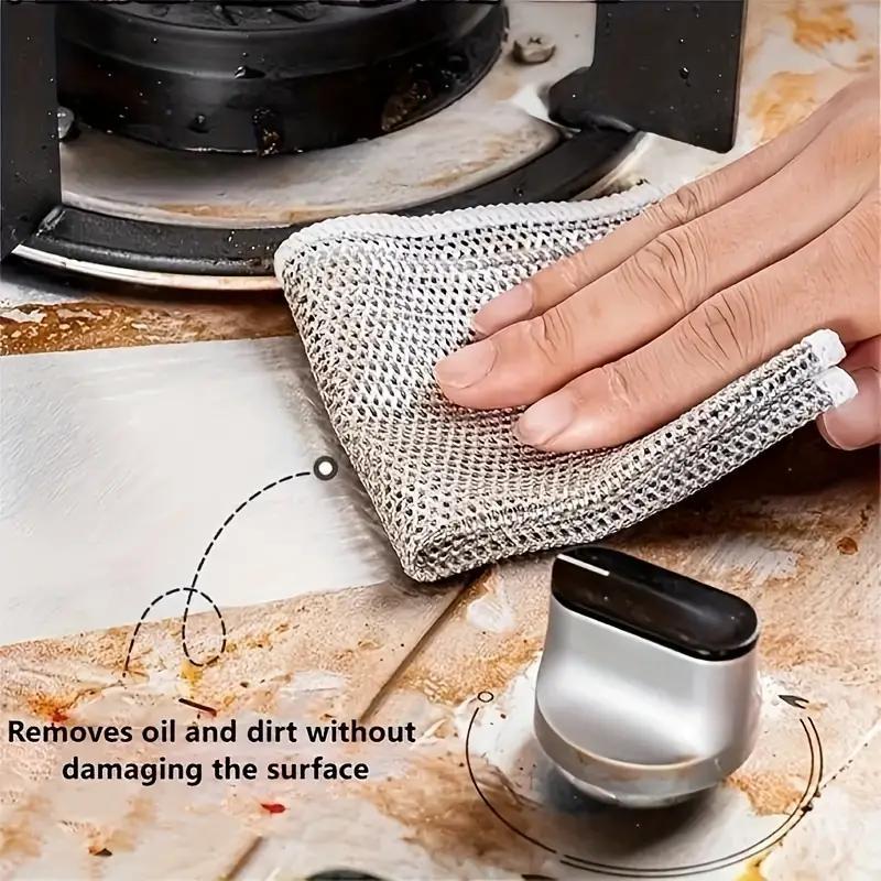 Multifunctional Silver Wire Mesh Dishcloth, 10pcs Reusable Dishwashing Cloth, Suitable for Dry & Wet Use, Washing & Cleaning Tableware, Sinks, Counters