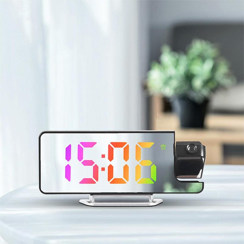 LED Screen Mirror Projection Alarm Clock, 1 Count Creative Electronic Clock, Home Decor for Living Room Bedroom [Battery Required, without Battery]