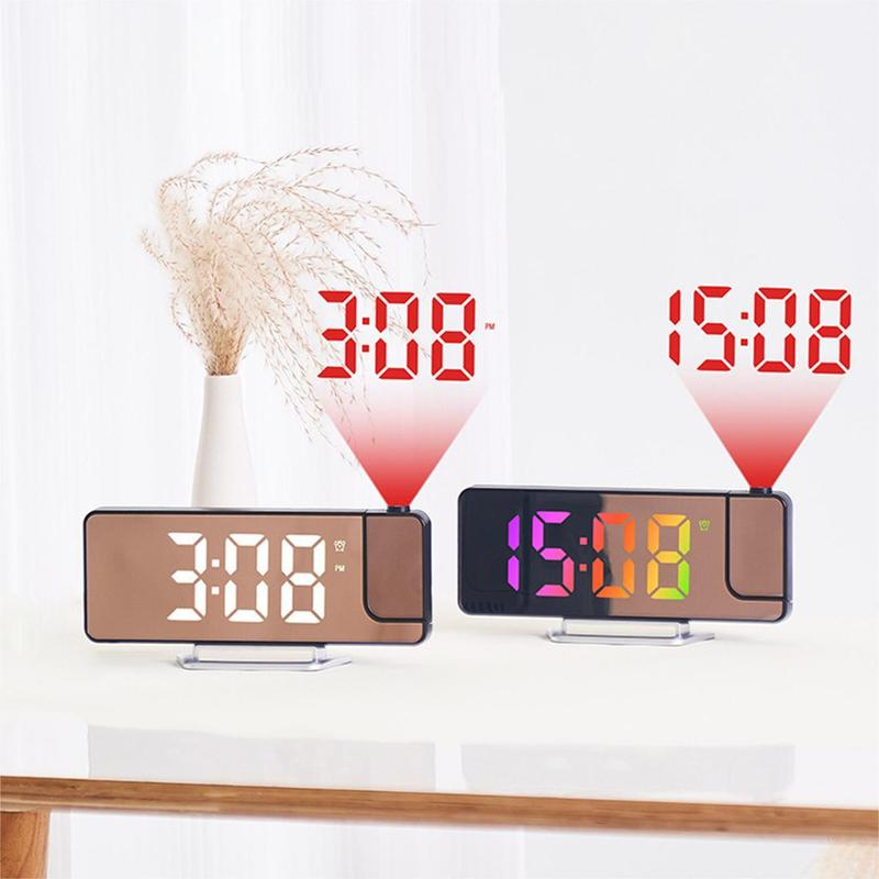 LED Screen Mirror Projection Alarm Clock, 1 Count Creative Electronic Clock, Home Decor for Living Room Bedroom [Battery Required, without Battery]