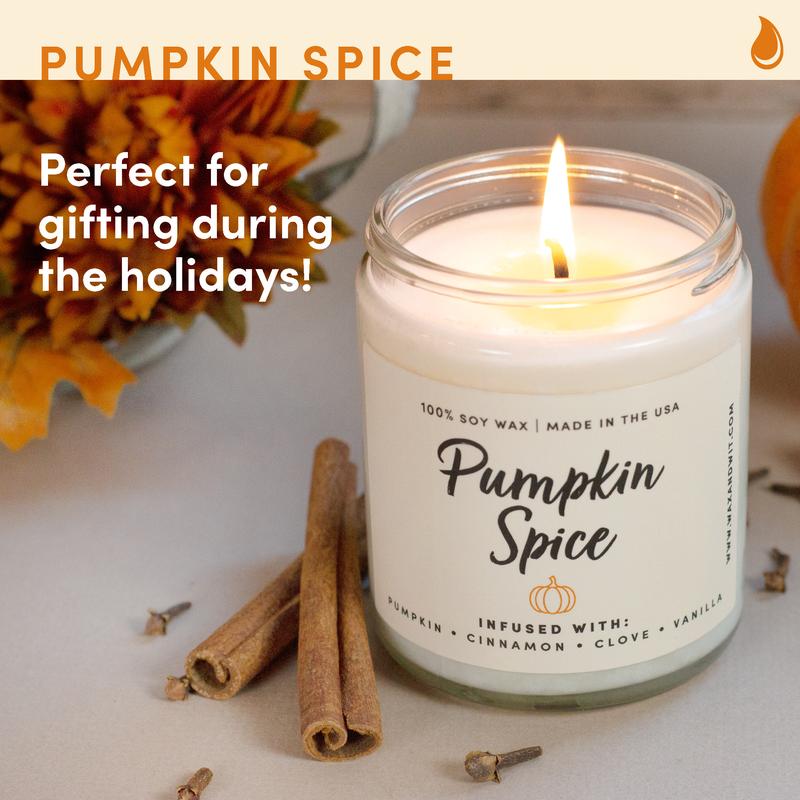 Wax & Wit Pumpkin Spice Candle, Fall Candles for Home, Autumn Decor -9oz Glass Jar, Soy Wax, Cotton Wick - Pumpkin, Clove, Vanilla, Cinnamon Fragrance