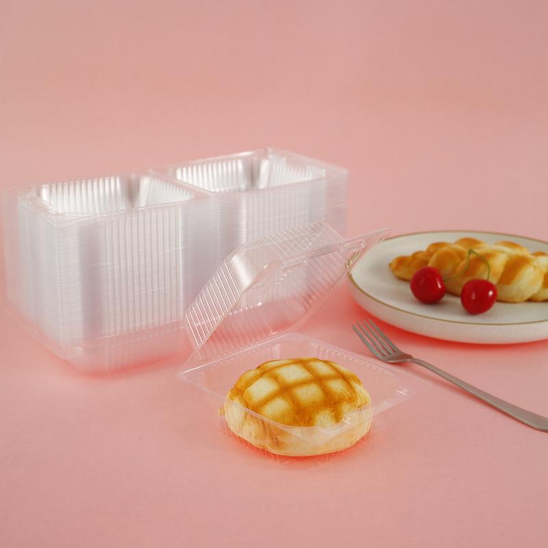 Cakecup Boxes 100 Counts Disposable Cake Slice Boxes Reusable Cupcake Slice Container with Lid Stackable Clear Square Single Dessert Box Triangular Sandwich Cheesecake Storage Box for Pie Cupcake