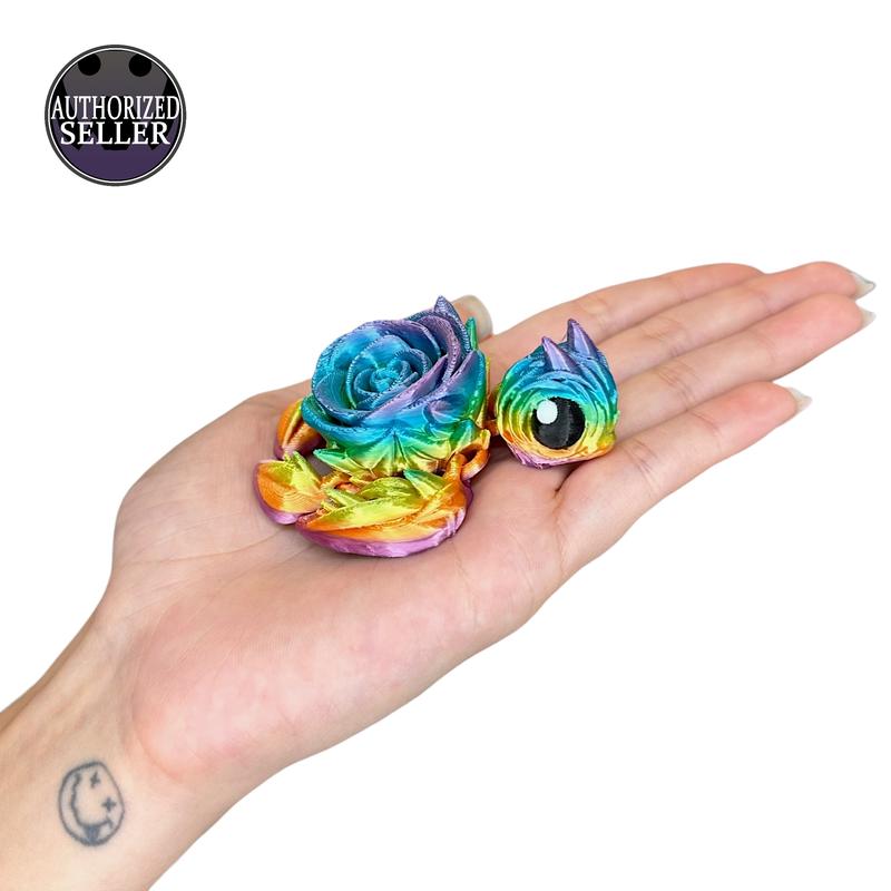 Rainbow Rose Turtle Articulated Figurines: Small & Large, Pastel, Silky & Glitter Finishes