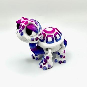 Medium Tortoise Turtles Multicolored Articulating 3d printed Digitally Painted