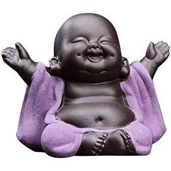 Ceramic Little Cute Baby Buddha Statue Monk Figurine Buddha Figurines Home Decor Creative Baby Crafts Dolls Ornaments Gift Delicate Ceramic Arts and Crafts (Purple)