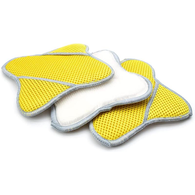 Scrub Ninja - Star Scrubber (7in. x 7in.) White Gold - 3 Pack| for scrubbing Leather, Plastic, Rubber and Vinyl | Ergonomic Shape with Pockets for Tight Spaces | Steering Wheels and Cup Holders