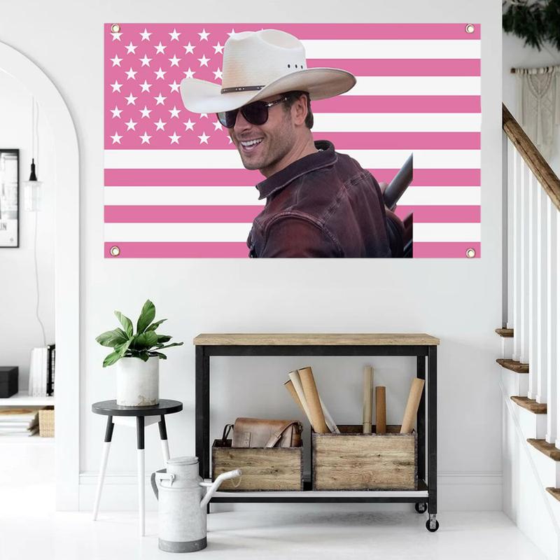 Glen Powell Pink Wall Tapestry Flag Not My First Tornado 3x5ft Flags for College Dorm Man Cave Bedroom Decor Banner Fan Gift Tapestries