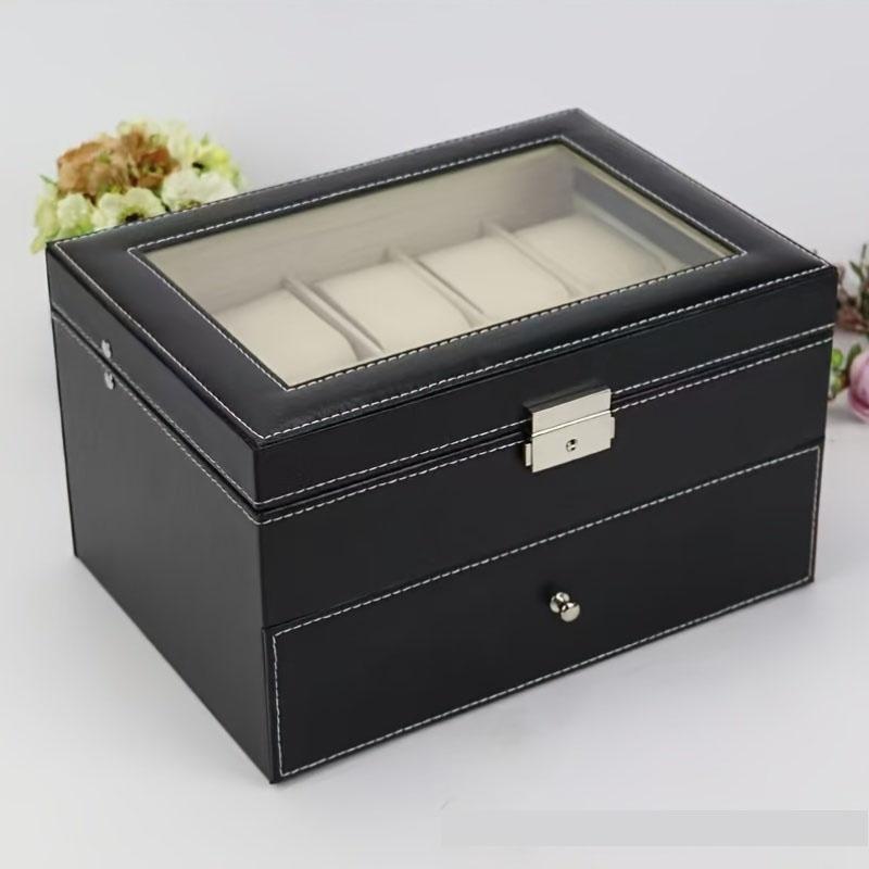 Watch Storage Box, 1 Count Classic Style Double Layer Watch Jewelry Storage Box, Watch Organizer, Home Organizer for Watch & Jewelry