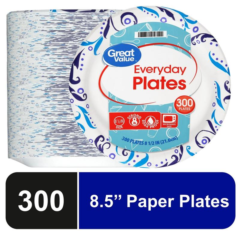 Great Value Everyday Disposable Paper Plates, 8.5