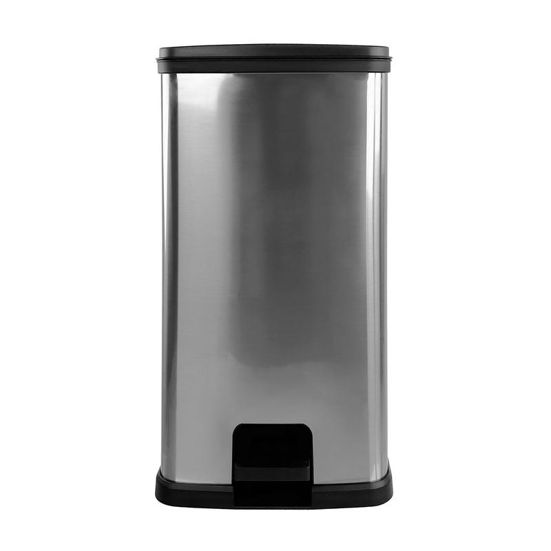 13.2 Gallon Plastic Stainless Steel Trash Can, Step-On Kitchen Bin for Easy Use, Handsfree Trashcan