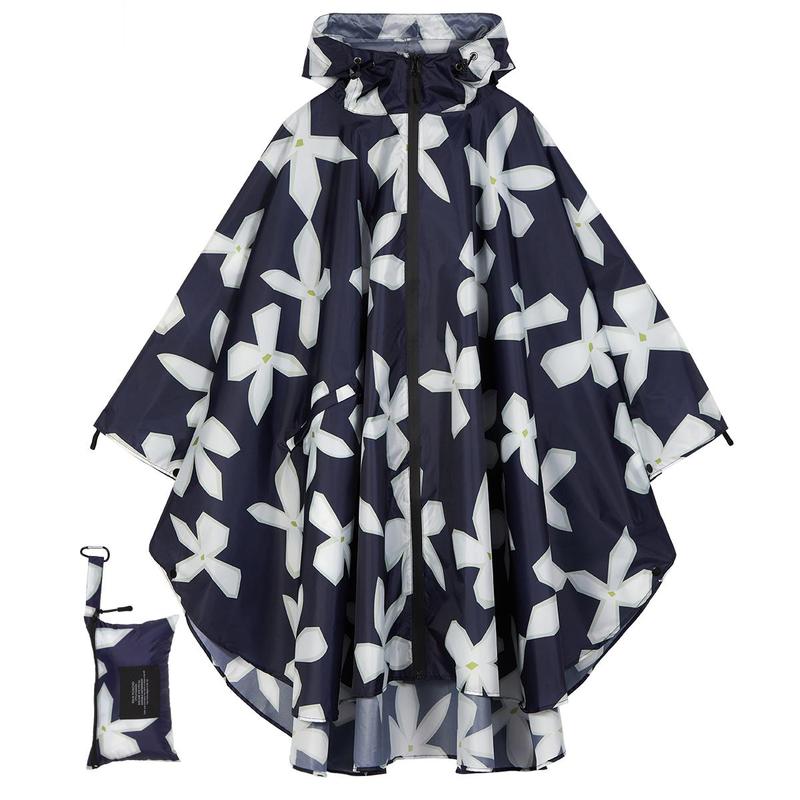 Floral Print Waterproof Raincoat, 1 Count Portable Reusable Hooded Raincoat with Storage Bag, Raincoat for Outdoor Camping Hiking