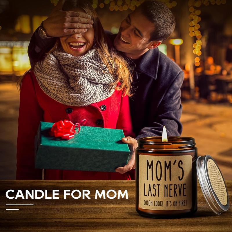 Christmas Mom Gifts from Daughter Son, Birthday Gifts Ideas for Mom, Funny Mom Candle, Best Mom Ever Gifts, Mother'S Day Gifts for Mom, Mom'S Last Nerve Scented Soy Candle, 10OZ NEVERNERVE