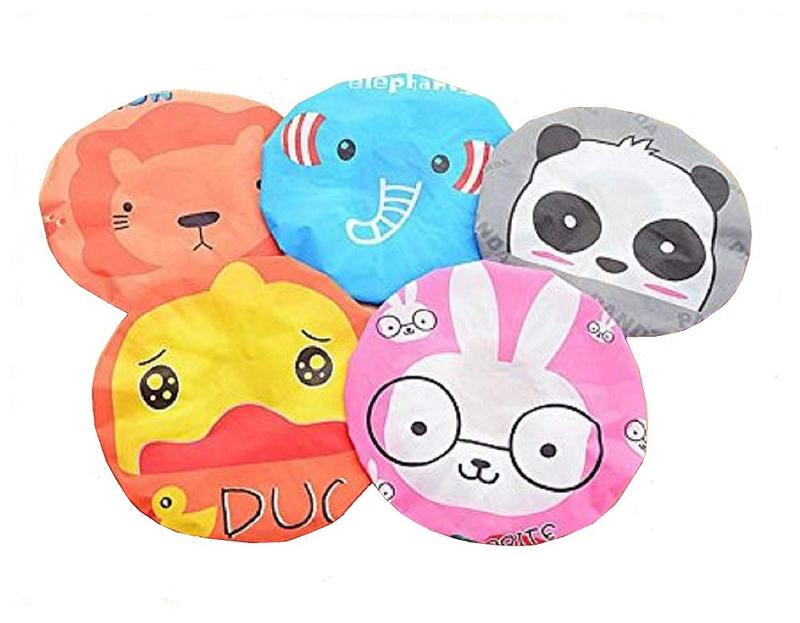 set of 6 Cute Cartoon Lace  Elastic Shower Cap Bath Cap Facial