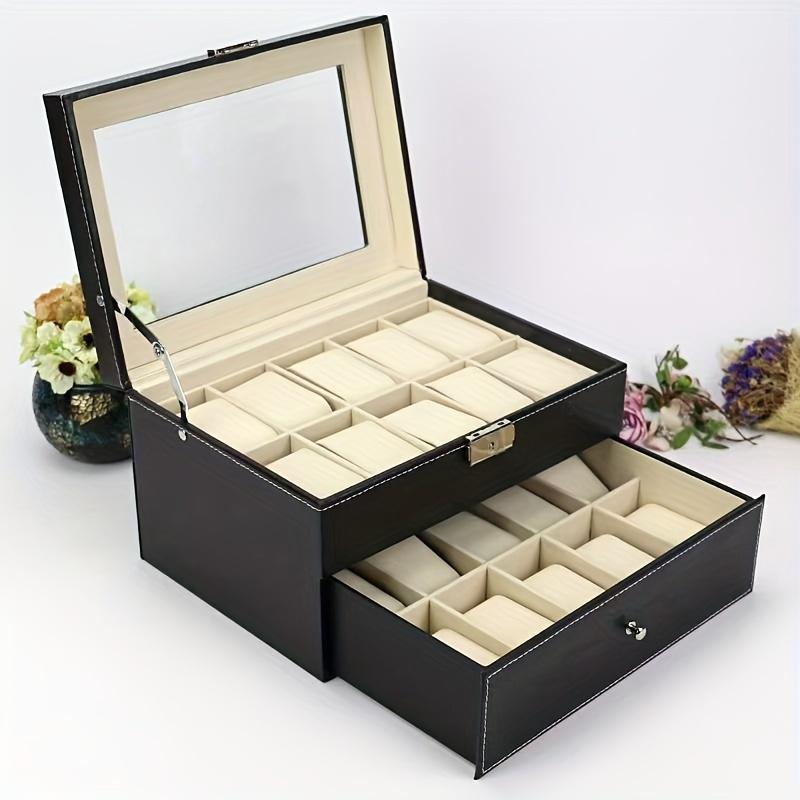 Watch Storage Box, 1 Count Classic Style Double Layer Watch Jewelry Storage Box, Watch Organizer, Home Organizer for Watch & Jewelry