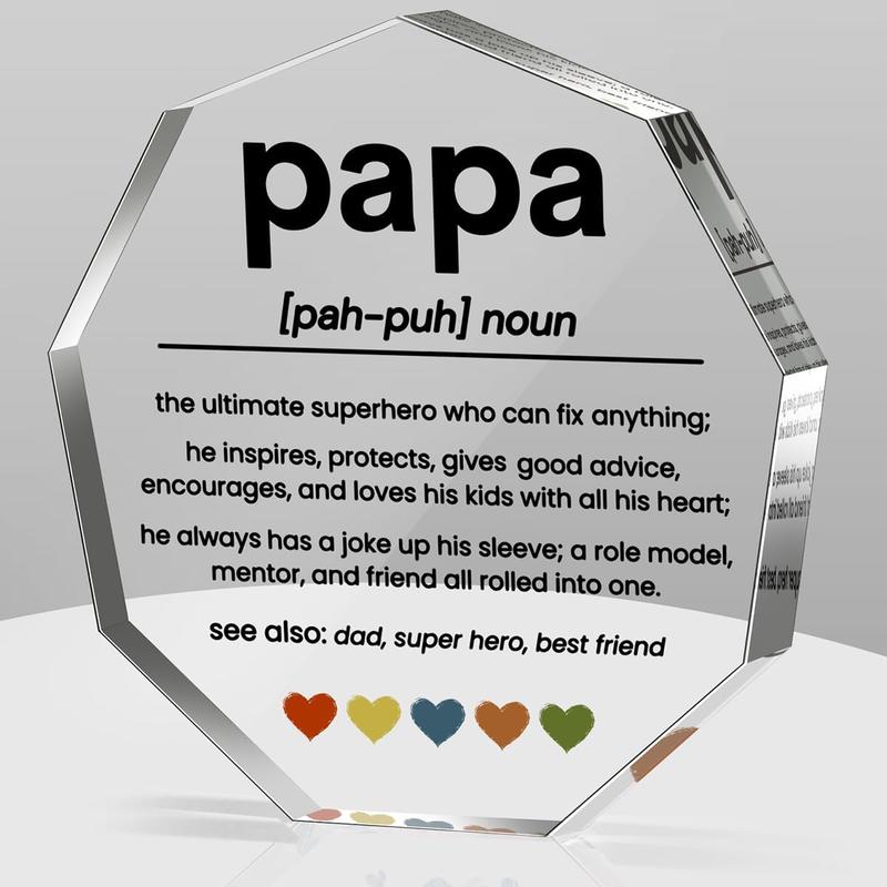 Papa Gifts for Grandpa from Grandchildren Fathers Day Gift for Papa Best Papa Ever Gift Birthday Christmas Gifts for Grandpa Grandfather Papa Definition Acrylic Decorative Signs Plaques