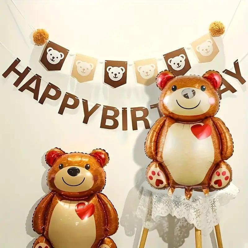 Cartoon Bear Shaped Balloon, 1 Count Cute Animal Themed Balloon, Party Decoration Supplies for Birthday Wedding Anniversary