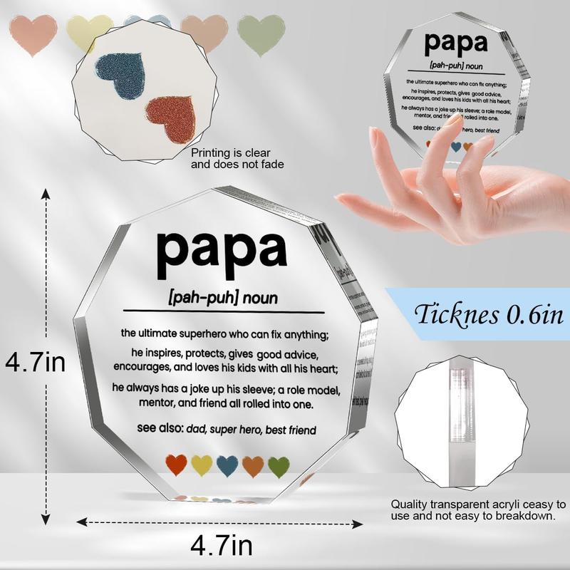 Papa Gifts for Grandpa from Grandchildren Fathers Day Gift for Papa Best Papa Ever Gift Birthday Christmas Gifts for Grandpa Grandfather Papa Definition Acrylic Decorative Signs Plaques