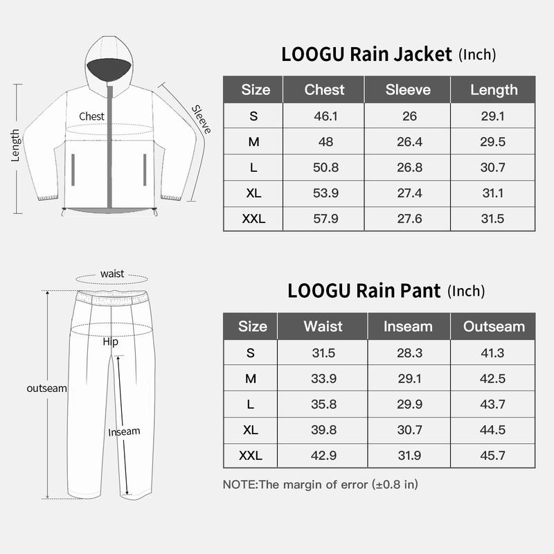 LOOGU Camo Rain Suit - Rain Gear for Men Waterproof, Lightweight Rain Coat, Breathable Mens Rain Jackets Hood