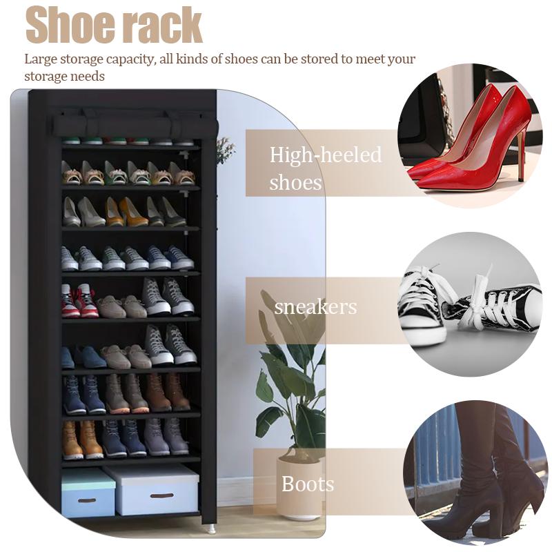 9-Tier Shoe Rack Organizer – Portable Shoe Shelf with Non-Woven Fabric Cover, Holds 20-22 Pairs, for Closet, Hallway, Bedroom, Entryway