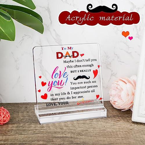 Dad Birthday Gift - Engraved Acrylic Plaque Gifts for Dad - Cool Dad Presents from Daughter, Son, Wife- Heartwarming Men Birthday Gift Father's Day Gifts