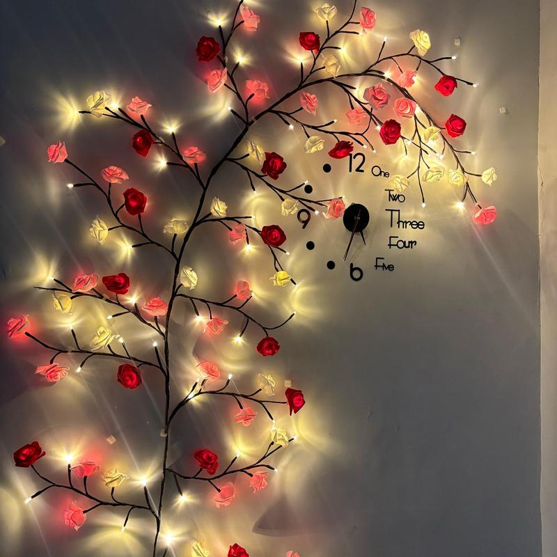 Christmas 144 LED Rose Tree Shaped Light, 1 Count USB Powered LED Light String, Decorative Light Room Decor for Home Party Wedding Festival, Party Decor