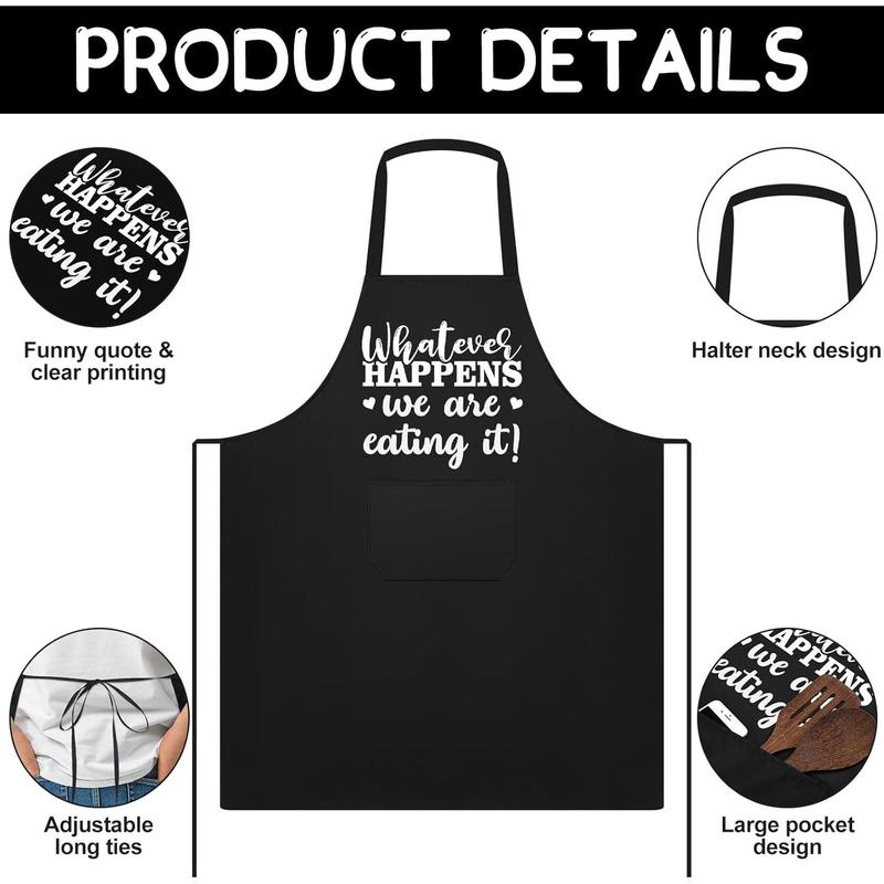 Set of 3 Funny Kitchen Apron for Men Black  Chef Apron with Funny Sayings Pocket Aprons for Christmas Men