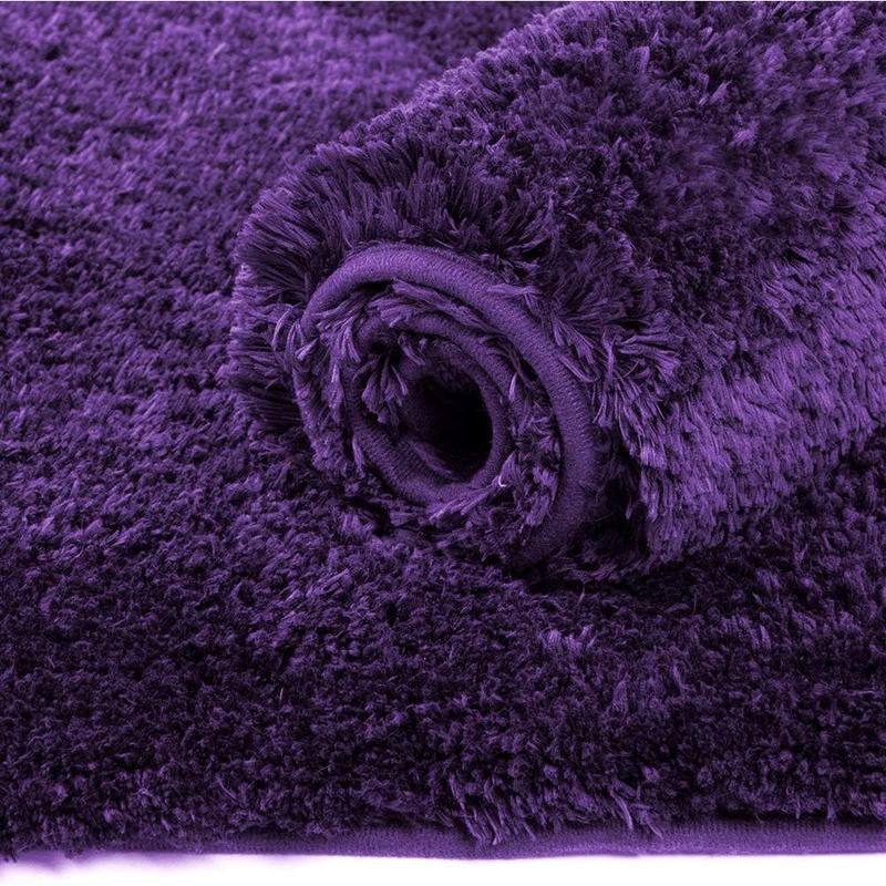 Non Slip Bath Mat for Bathroom (16 x 24, Dark Purple) Water Absorbent Soft Microfiber Shaggy, Machine Washable Thick Plush Bath Rugs for Shower Toilet