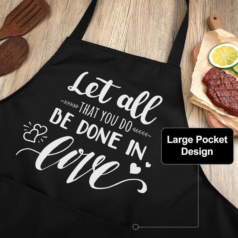 Set of 3 Funny Kitchen Apron for Men Black  Chef Apron with Funny Sayings Pocket Aprons for Christmas Men