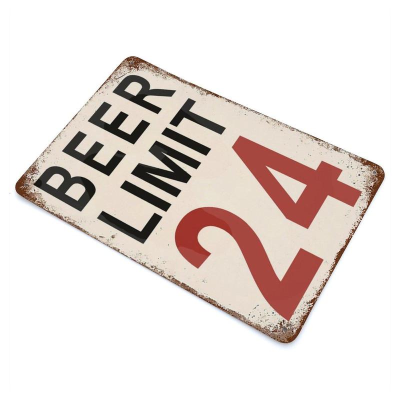 Beer Limit 24 Wall Art Sign, Vintage Iron Beer Themed Sign Wall Ornament, Home Kitchen Bar Shop Party Decor