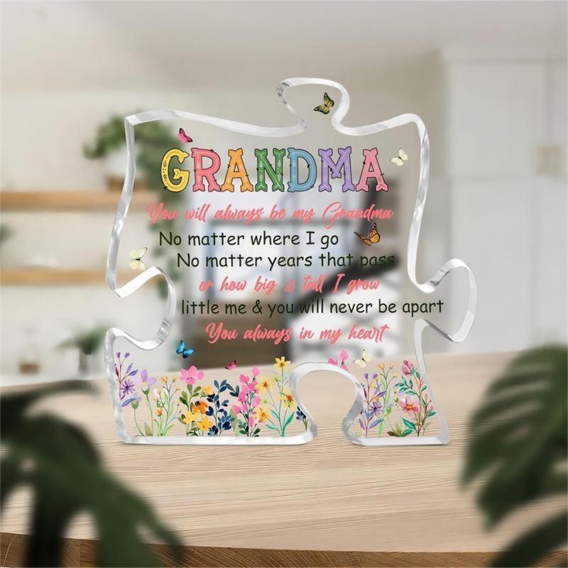 Acrylic Puzzle Grandma Statue, Transparent Home Decoration, Summer Gift, Creative Gift For Grandma