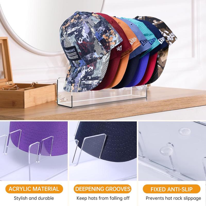 2024 Hat Stand for Baseball Caps,  No Install Acrylic Hat Organizer for 14 Baseball Caps, Hat Racks for Baseball Caps Display and Organizer for Bedroom, Closet, Dresser, Office hat hook