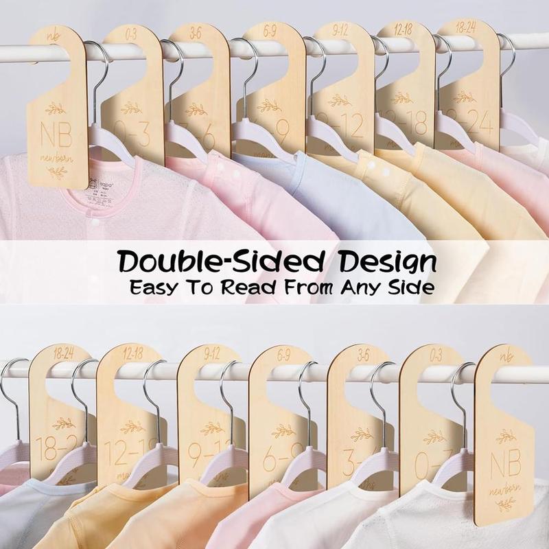 Hanger Accessories - Wooden Baby Wardrobe Dividers Set, 7 Counts set Cute Double-sided Baby Clothes Hanger Dividers, Baby Clothing Organizer for Room, Bedroom Accessories [without Hanger]