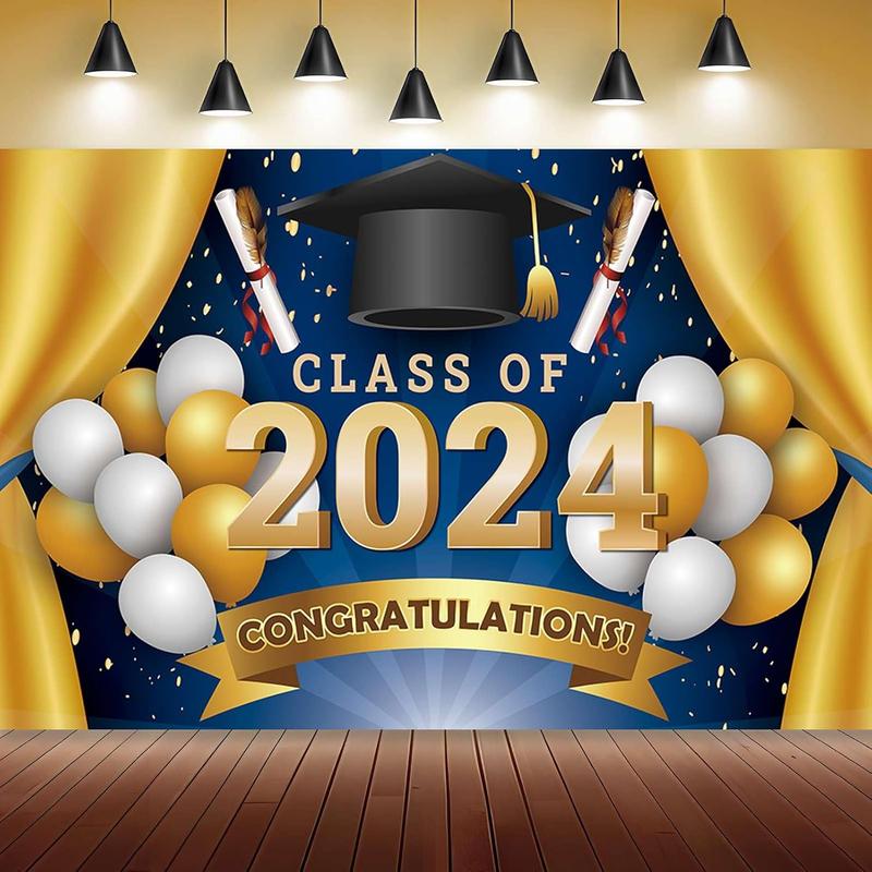 Large Congrats Grad Banner, 72x44 Inch We Are So Proud Of You Banner Congratulations Graduation Backdrop 2024, Black and Gold Graduation Decorations 2024 Graduation Party Decorations Black and Gold