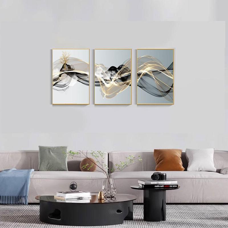 Abstract Wave Pattern Canvas Painting without Frame, 3 Counts set Modern Wall Art Painting, Wall Art  Canvas Art Decor for Home Living Room Bedroom Office School