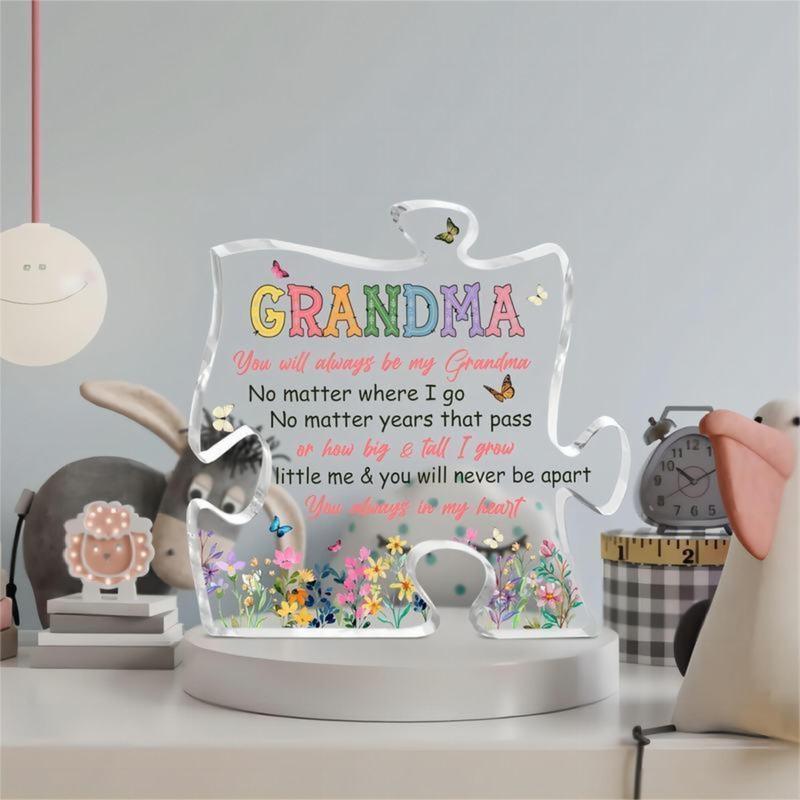 Acrylic Puzzle Grandma Statue, Transparent Home Decoration, Summer Gift, Creative Gift For Grandma