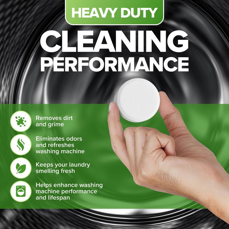 Washing Machine Cleaner Descaler Tablets Heavy Duty Deep Cleaning for Front Load or Top Load Washer, 6 Months Supply Odor Eliminator by Renuv