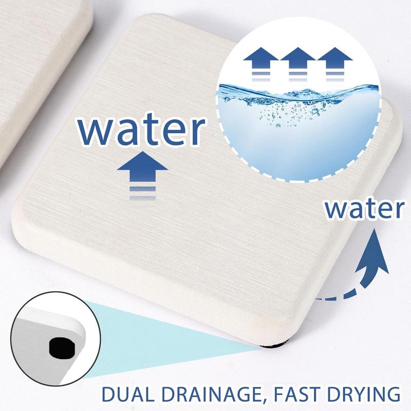 4 count Water Absorbing Stone Tray, Quick Drying Diatomite Stone Sink Tray, Water Absorbent Stone Coasters for Bathroom Counter, Kitchen Soap Dish Holders Toothbrush Holders in Modern Home